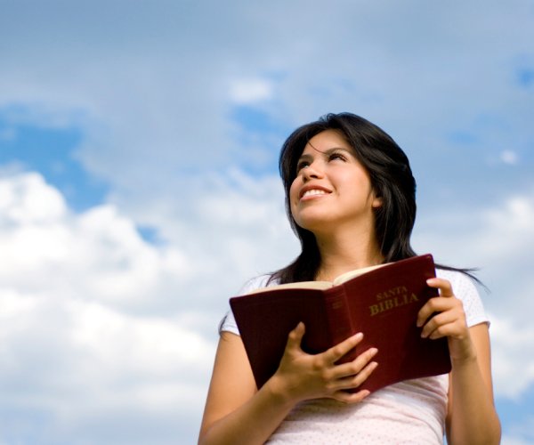 Woman reading a Bible